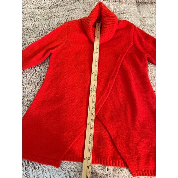 G By Giuliana Red Turtleneck Sweater Women S, Ribbed Sleeves & Asymmetrical Hem - Picture 9 of 16